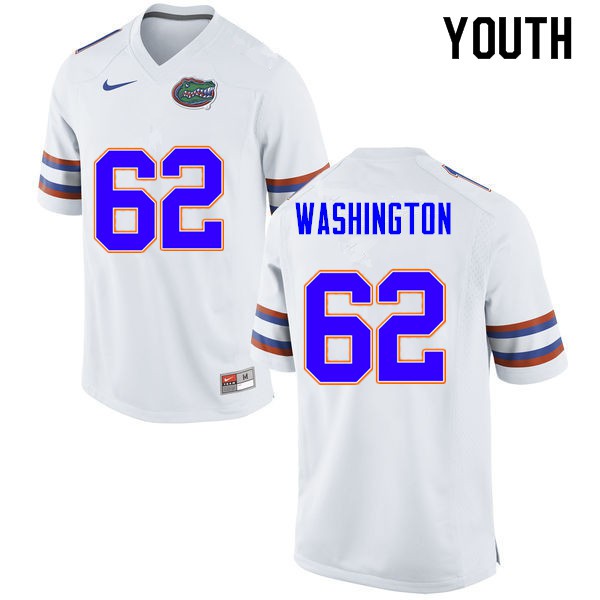 Youth #62 James Washington Florida Gators College Football Jerseys White